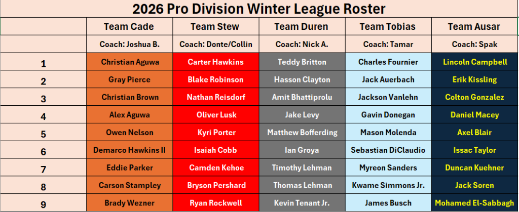 Pro Division Roster